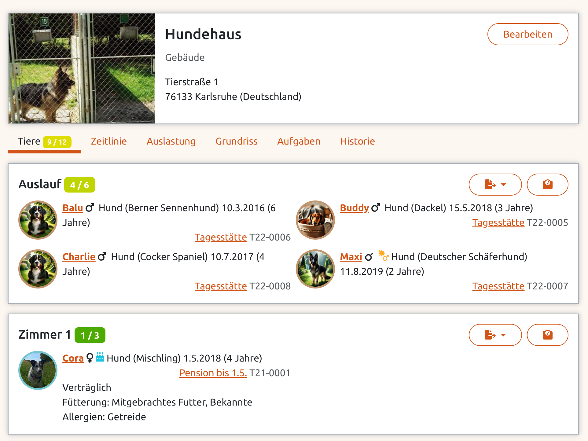 Belegung im Blick