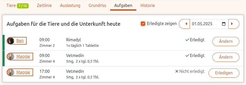 Erinnerungen für Medikamente und Aufgaben